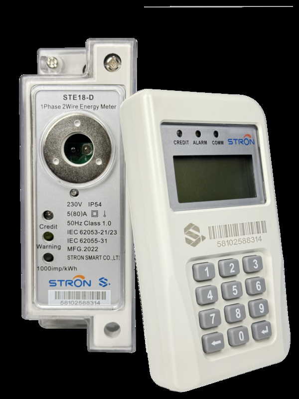 Przedpłatowy licznik energii elektrycznej STS na szynę DIN, jednofazowy + moduł komunikacyjny CIU RF/PLC