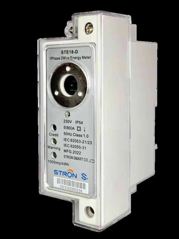 Licznik przedpłatowy jednofazowy na szynę DIN, inteligentny licznik energii elektrycznej z przedpłatą, nominalna częstotliwość 50-60 Hz, z funkcją przedpłaty do monitorowania zużycia energii