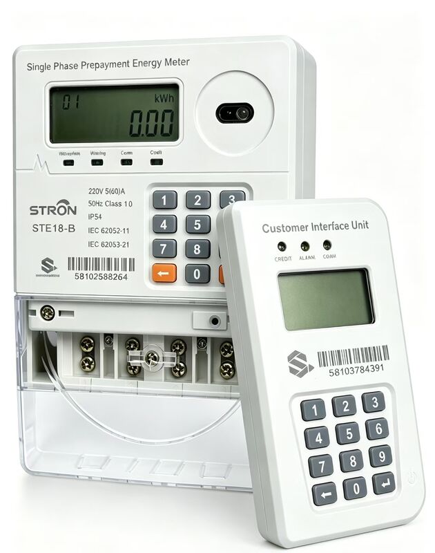 Smart Prepaid Electricity Meter Lora RF featuring STS standard compliance and integrated keypad for easy recharge and consumption data display