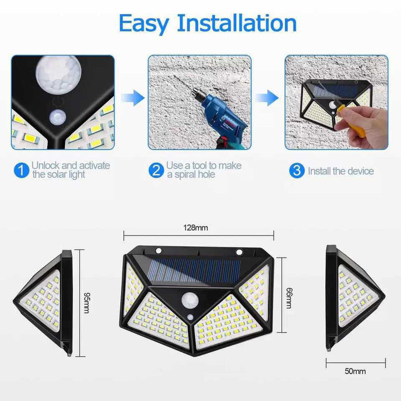 Courtyard Solar Outdoor Wall Lamp 100LED Body Induction Corridor Lights